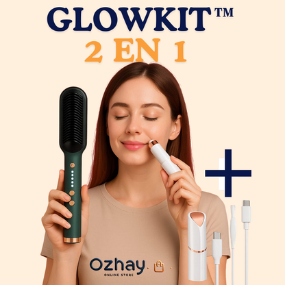GlowKit™ 2 en 1 – Depiladora Facial + Cepillo Alisador